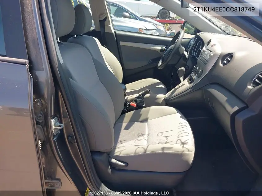 2012 Toyota Matrix VIN: 2T1KU4EE0CC818749 Lot: 12627138