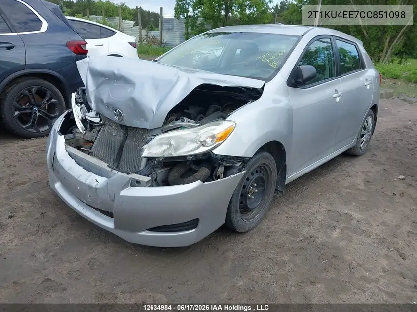 2012 Toyota Corolla Matrix VIN: 2T1KU4EE7CC851098 Lot: 12634984