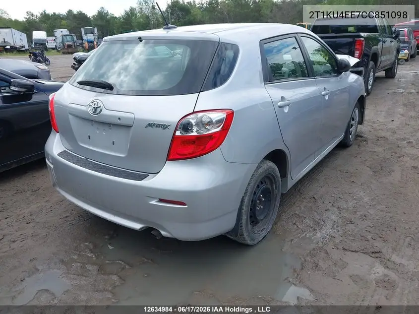 2012 Toyota Corolla Matrix VIN: 2T1KU4EE7CC851098 Lot: 12634984
