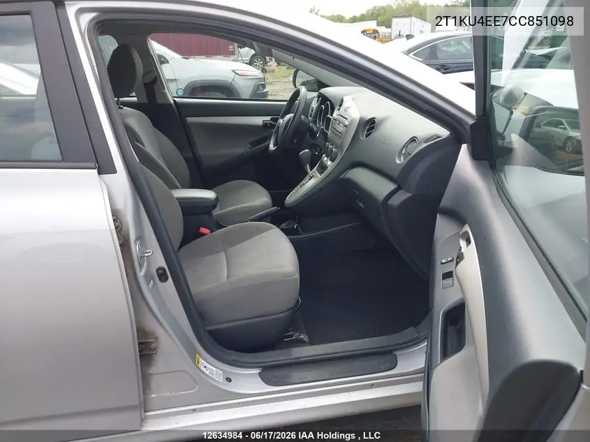 2012 Toyota Corolla Matrix VIN: 2T1KU4EE7CC851098 Lot: 12634984