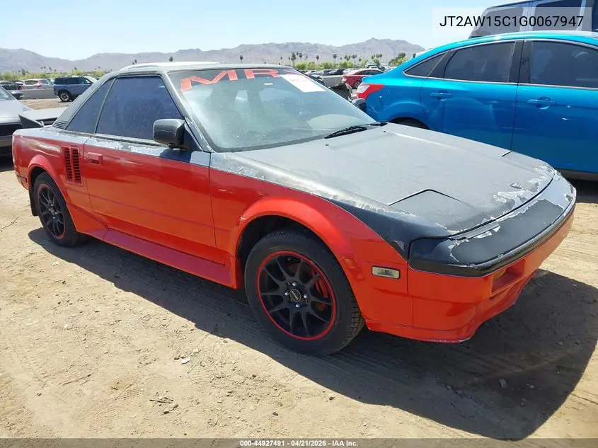 1986 Toyota Mr2 VIN: JT2AW15C1G0067947 Lot: 44927491