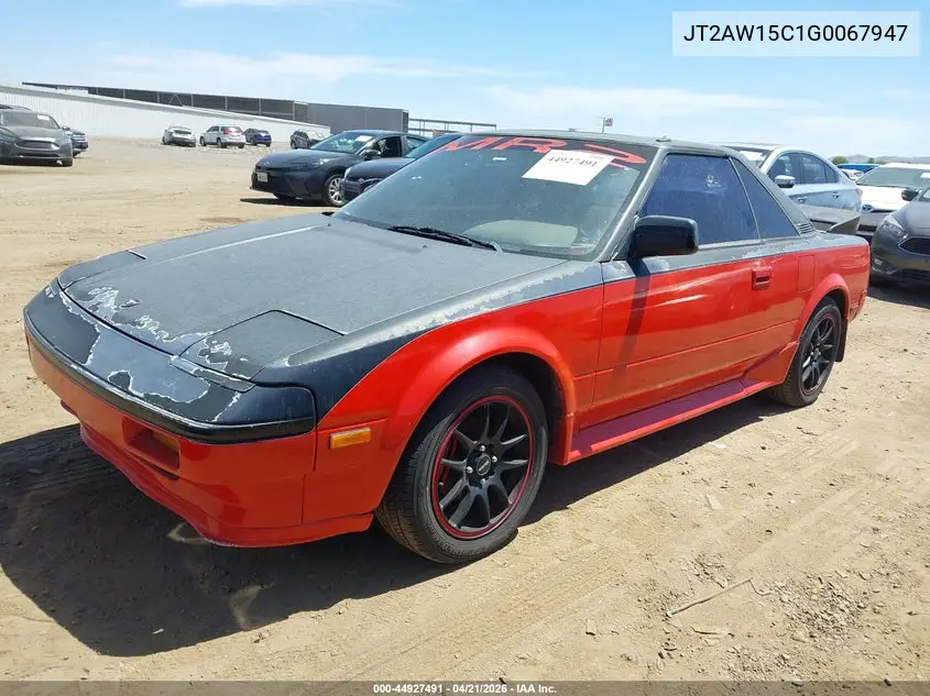 1986 Toyota Mr2 VIN: JT2AW15C1G0067947 Lot: 44927491