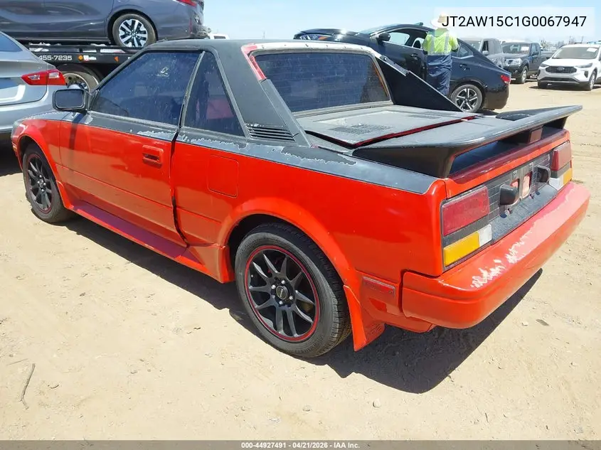 1986 Toyota Mr2 VIN: JT2AW15C1G0067947 Lot: 44927491
