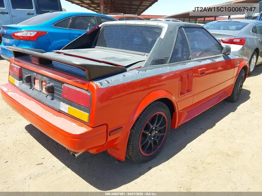 1986 Toyota Mr2 VIN: JT2AW15C1G0067947 Lot: 44927491