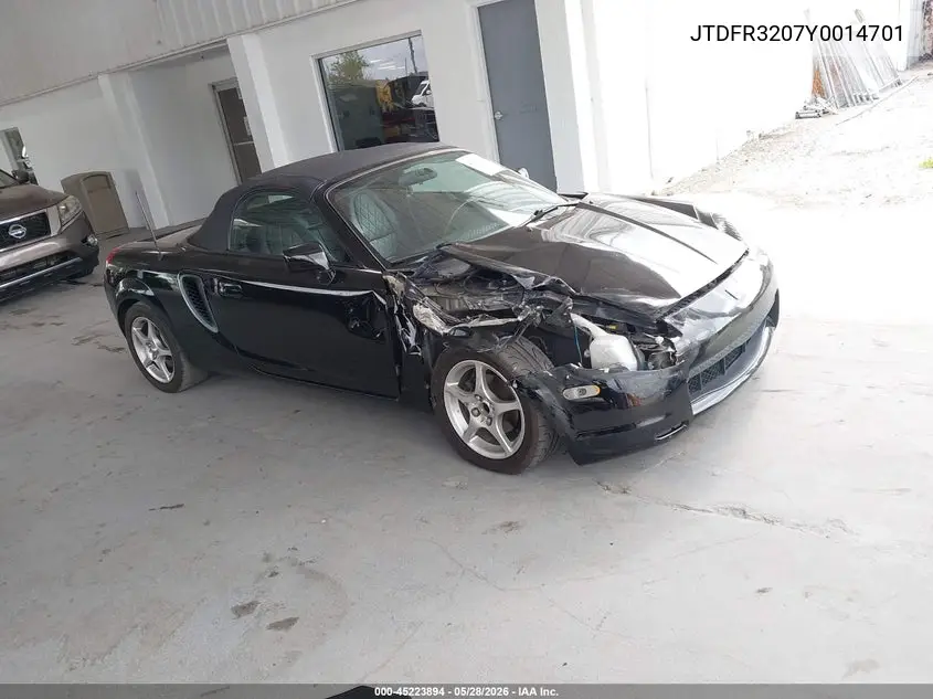 2000 Toyota Mr2 Spyder VIN: JTDFR3207Y0014701 Lot: 45223894