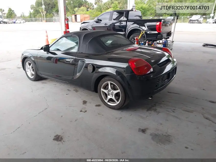 2000 Toyota Mr2 Spyder VIN: JTDFR3207Y0014701 Lot: 45223894