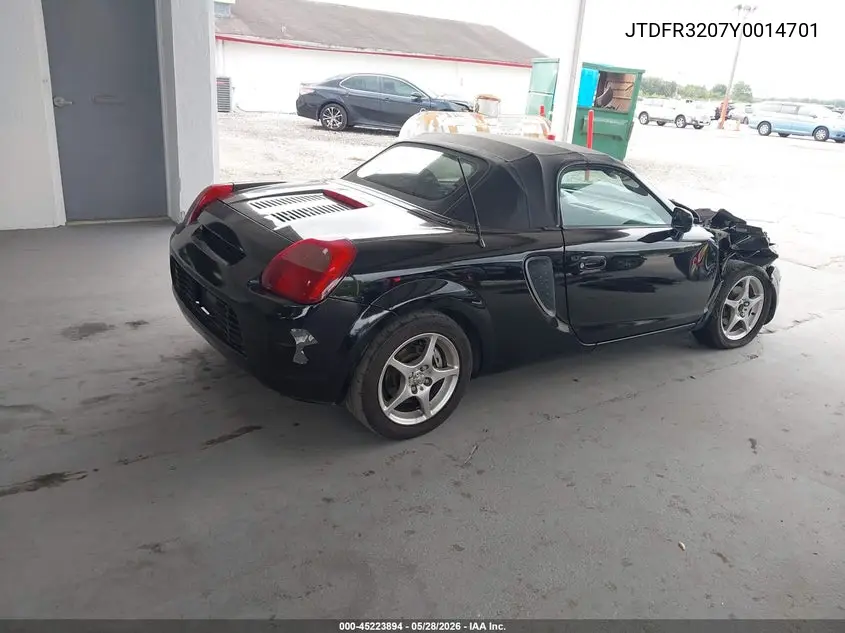 2000 Toyota Mr2 Spyder VIN: JTDFR3207Y0014701 Lot: 45223894