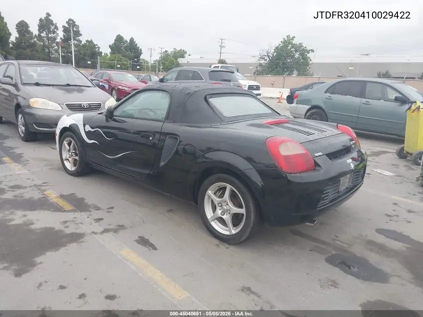 2001 Toyota Mr2 Spyder VIN: JTDFR320410029422 Lot: 45040681