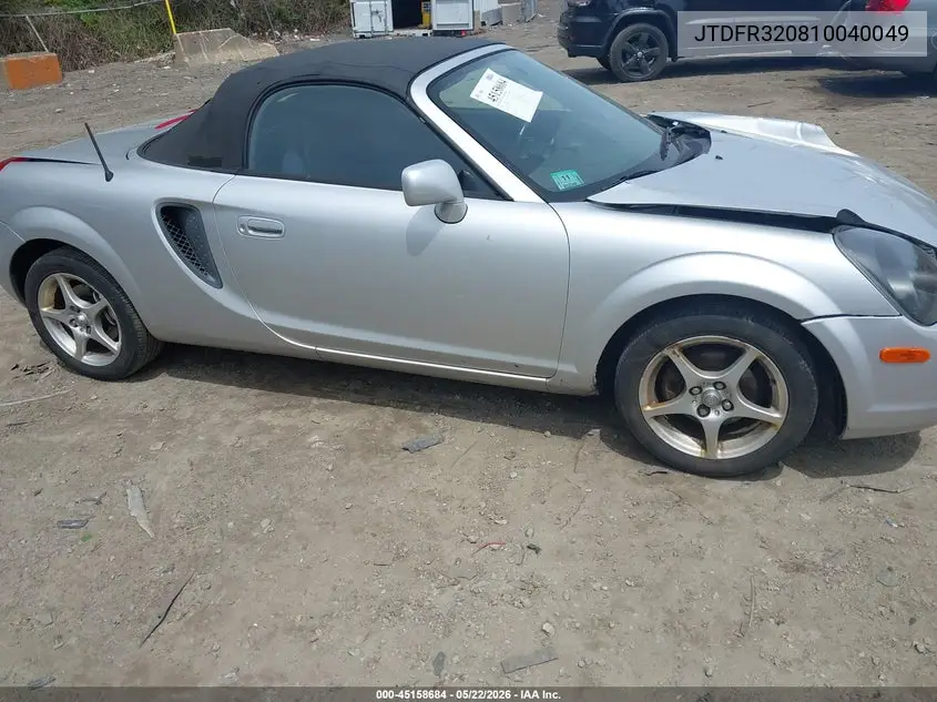 2001 Toyota Mr2 Spyder VIN: JTDFR320810040049 Lot: 45158684