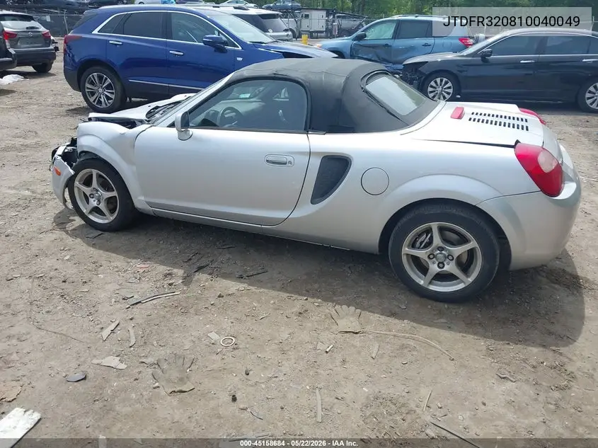 2001 Toyota Mr2 Spyder VIN: JTDFR320810040049 Lot: 45158684