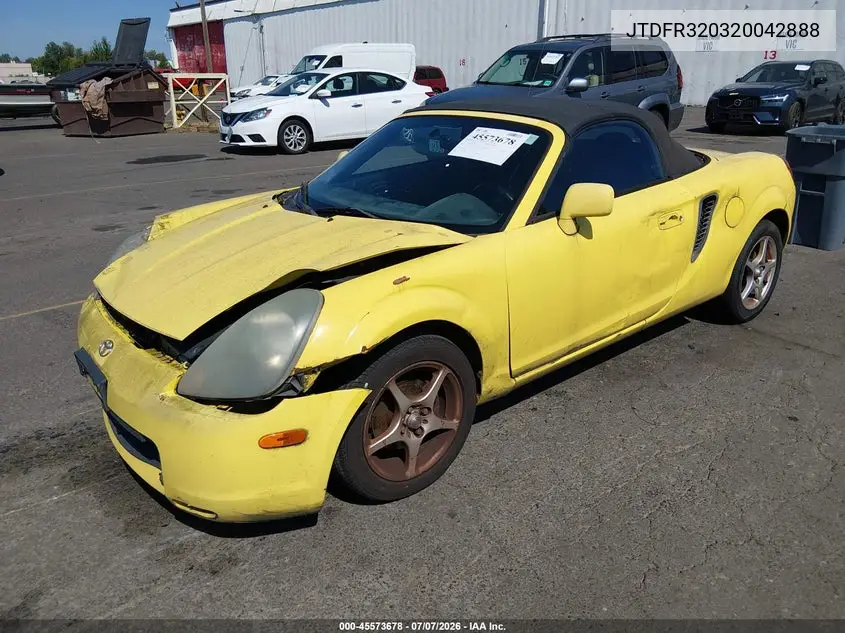 2002 Toyota Mr2 Spyder VIN: JTDFR320320042888 Lot: 45573678