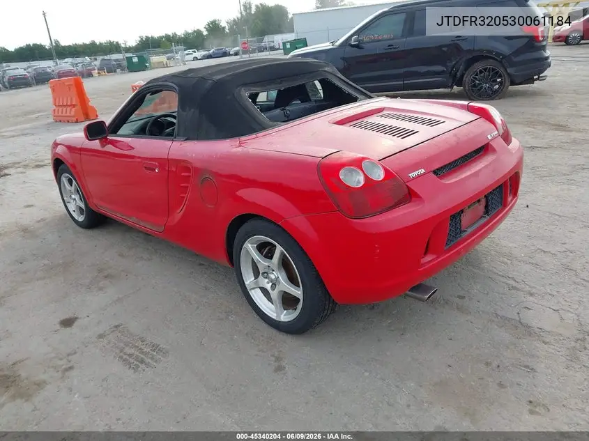 2003 Toyota Mr2 Spyder VIN: JTDFR320530061184 Lot: 45340204