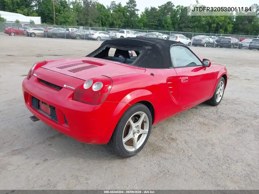 2003 Toyota Mr2 Spyder VIN: JTDFR320530061184 Lot: 45340204