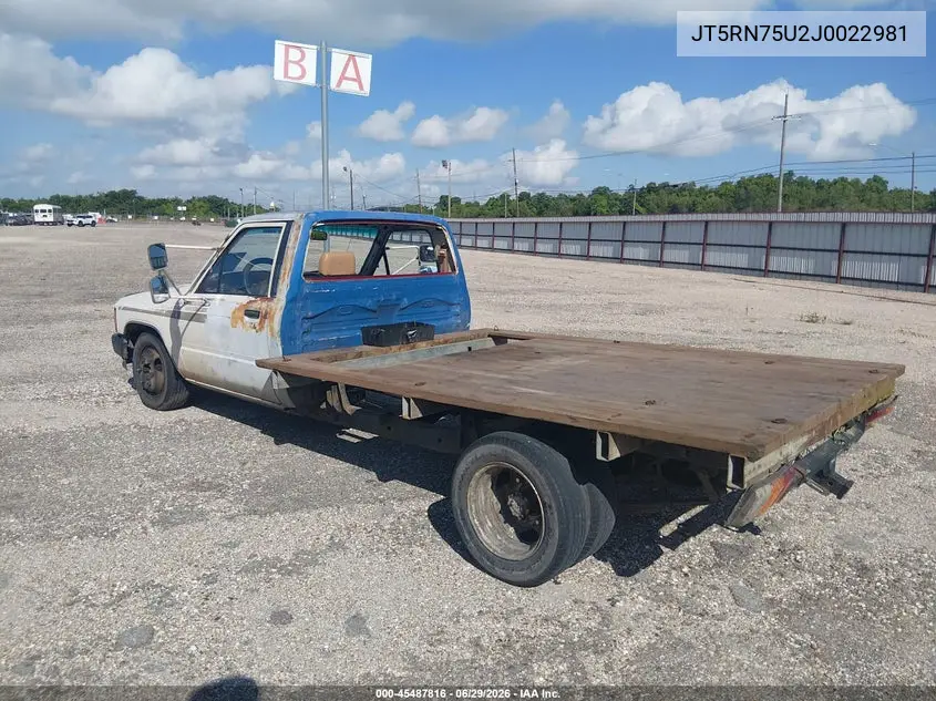 1988 Toyota Pickup Cab Chassis Rn75 Dlx VIN: JT5RN75U2J0022981 Lot: 45487816