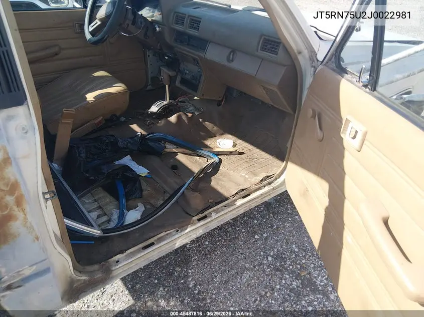 1988 Toyota Pickup Cab Chassis Rn75 Dlx VIN: JT5RN75U2J0022981 Lot: 45487816