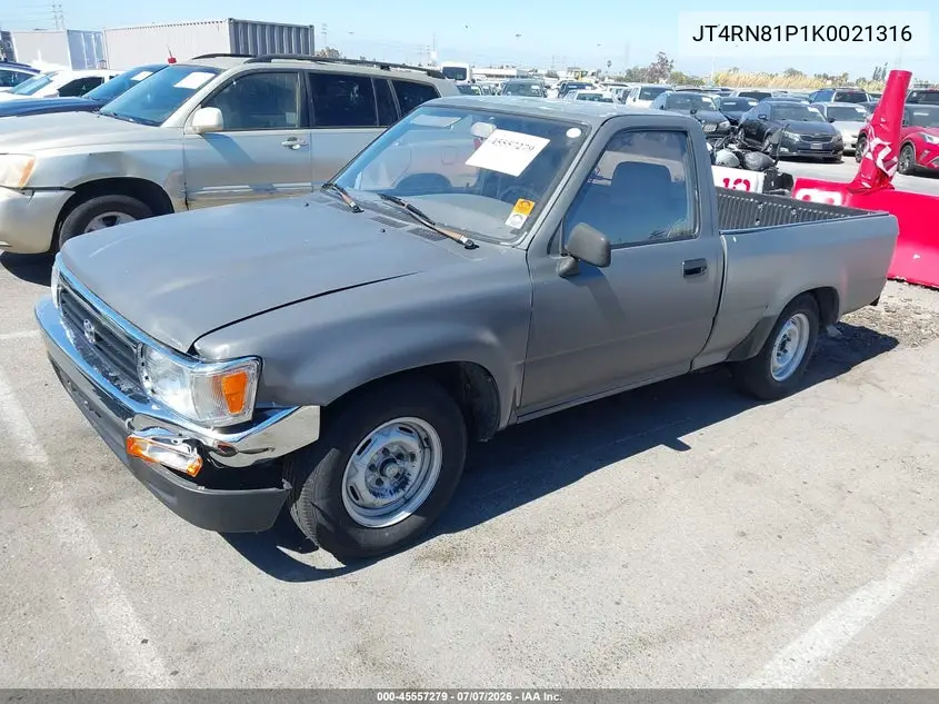 1989 Toyota Pickup 1/2 Ton Sht Wheelbase Dlx VIN: JT4RN81P1K0021316 Lot: 45557279