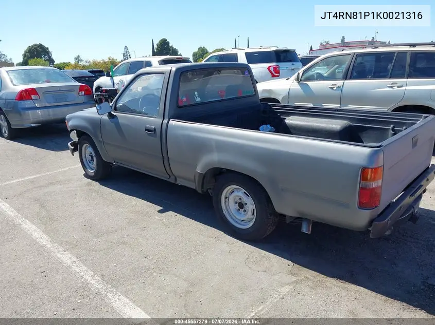 1989 Toyota Pickup 1/2 Ton Sht Wheelbase Dlx VIN: JT4RN81P1K0021316 Lot: 45557279