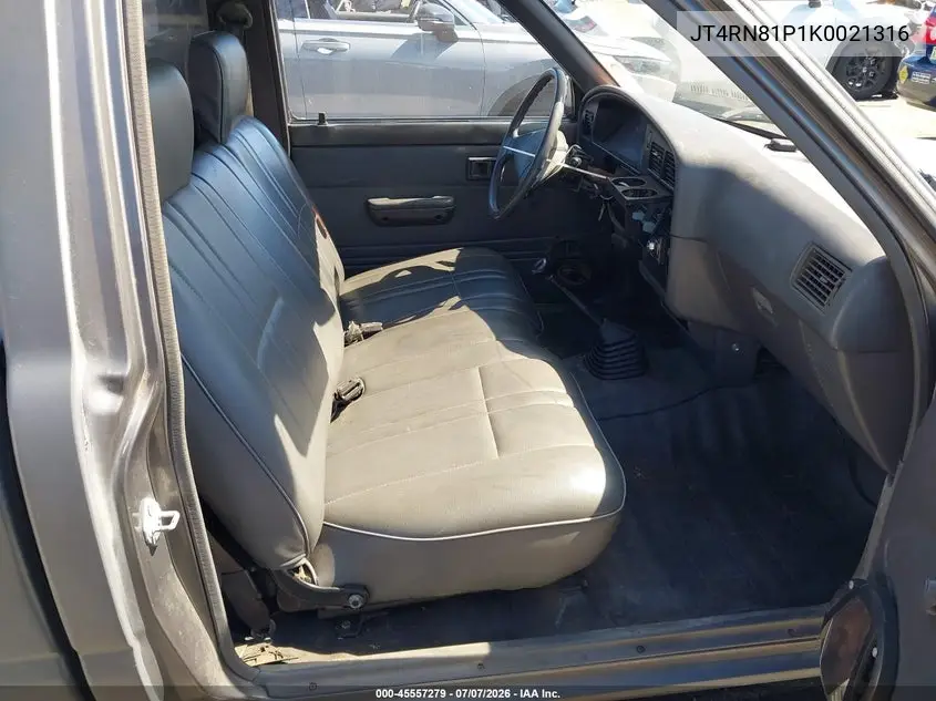 1989 Toyota Pickup 1/2 Ton Sht Wheelbase Dlx VIN: JT4RN81P1K0021316 Lot: 45557279