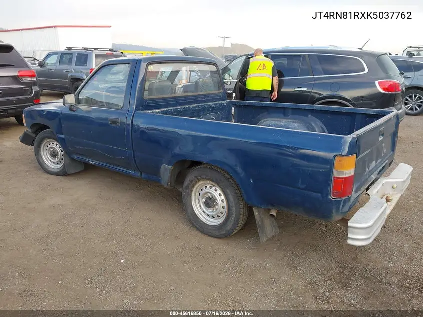 1989 Toyota Pickup 1/2 Ton Short Wheelbase VIN: JT4RN81RXK5037762 Lot: 45616850