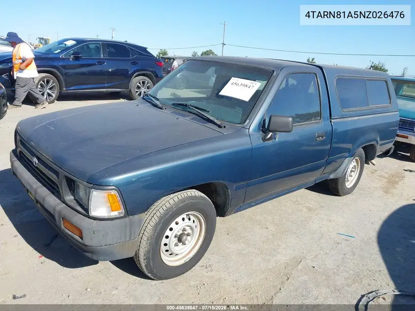 1992 Toyota Pickup 1/2 Ton Short Whlbase Stb VIN: 4TARN81A5NZ026476 Lot: 45639847
