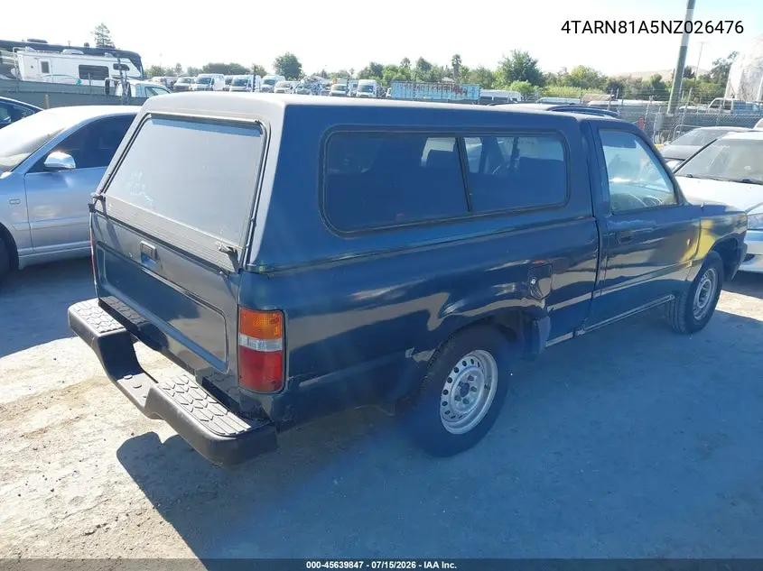 1992 Toyota Pickup 1/2 Ton Short Whlbase Stb VIN: 4TARN81A5NZ026476 Lot: 45639847