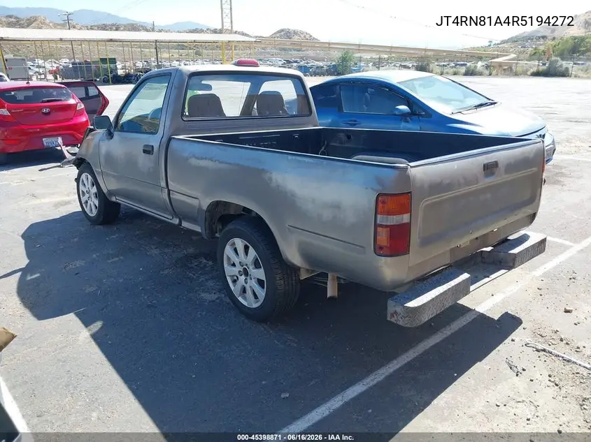 1994 Toyota Pickup 1/2 Ton Short Wheelbase VIN: JT4RN81A4R5194272 Lot: 45398871