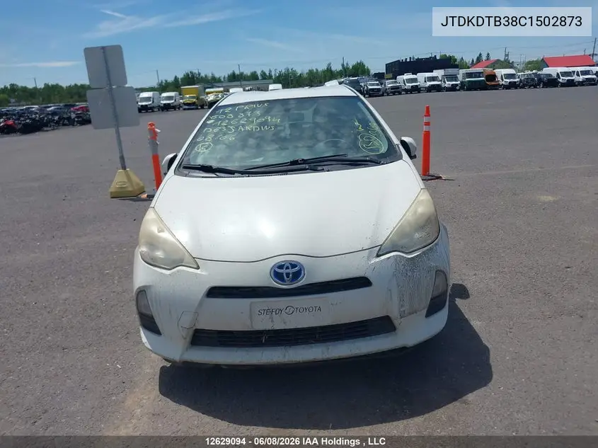 2012 Toyota Prius C VIN: JTDKDTB38C1502873 Lot: 12629094