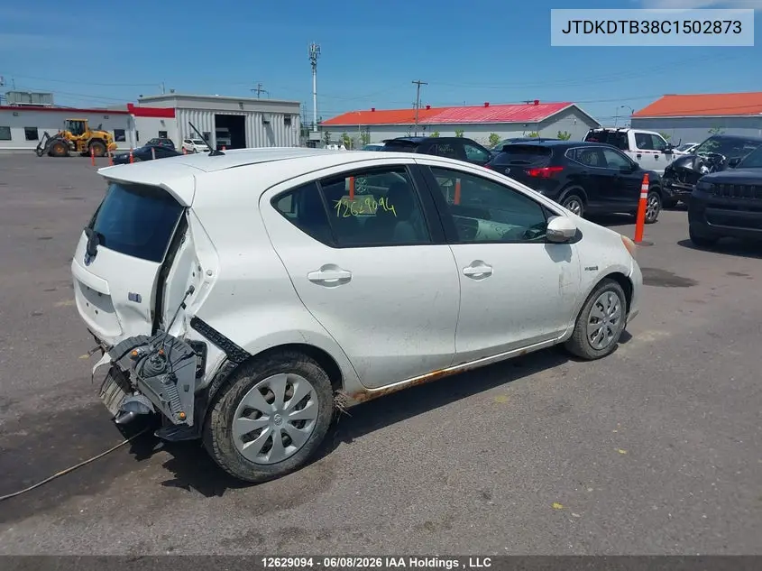 2012 Toyota Prius C VIN: JTDKDTB38C1502873 Lot: 12629094