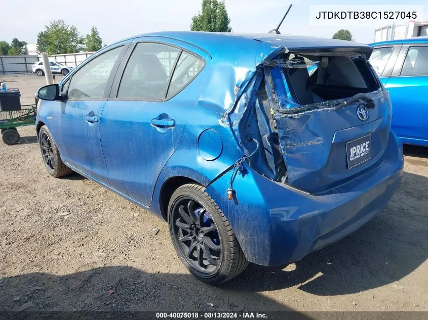 2012 Toyota Prius C Two VIN: JTDKDTB38C1527045 Lot: 40075018
