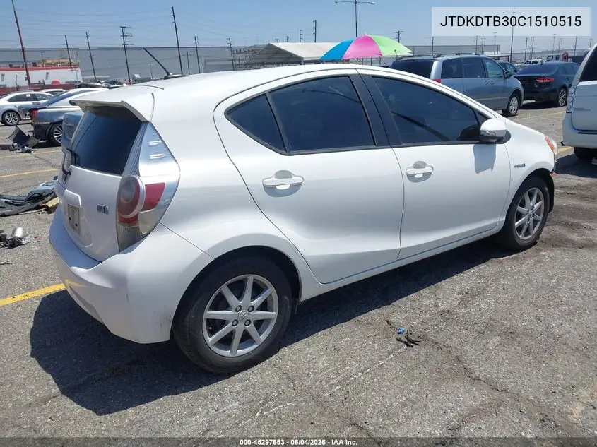 2012 Toyota Prius C Four VIN: JTDKDTB30C1510515 Lot: 45297653