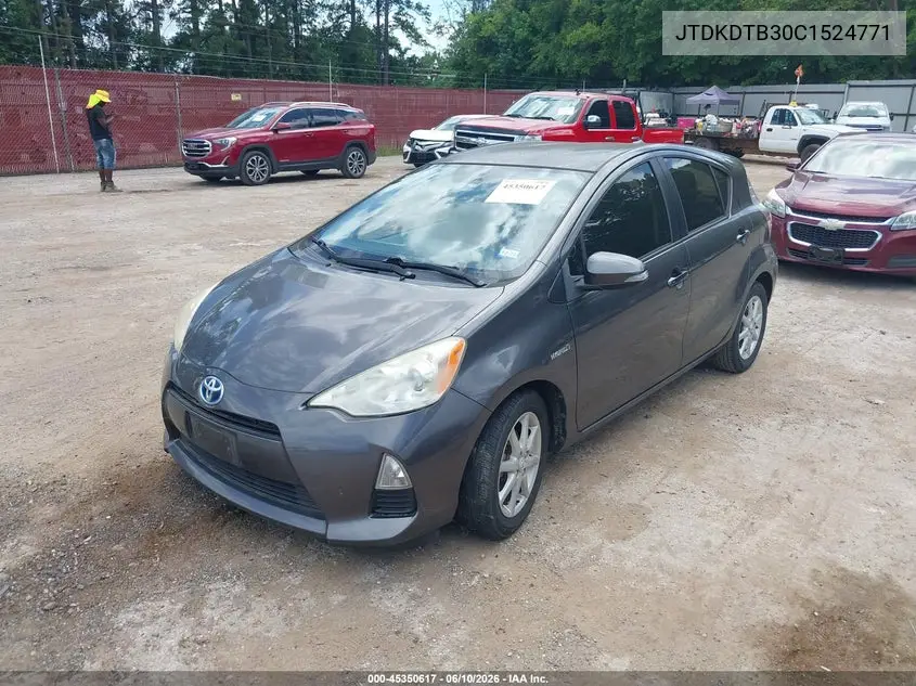 2012 Toyota Prius C Three VIN: JTDKDTB30C1524771 Lot: 45350617