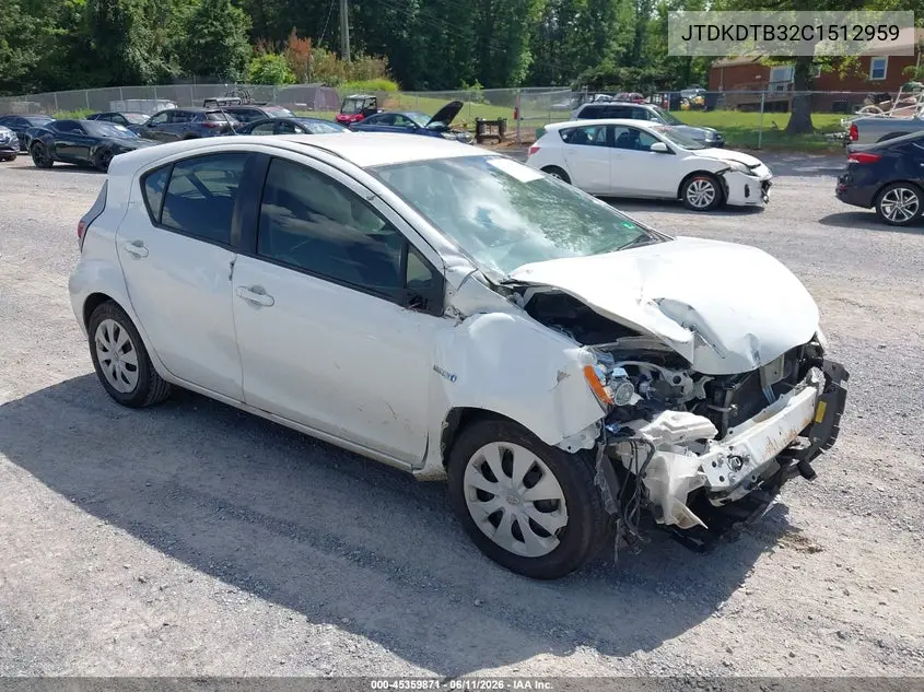 2012 Toyota Prius C One VIN: JTDKDTB32C1512959 Lot: 45359871