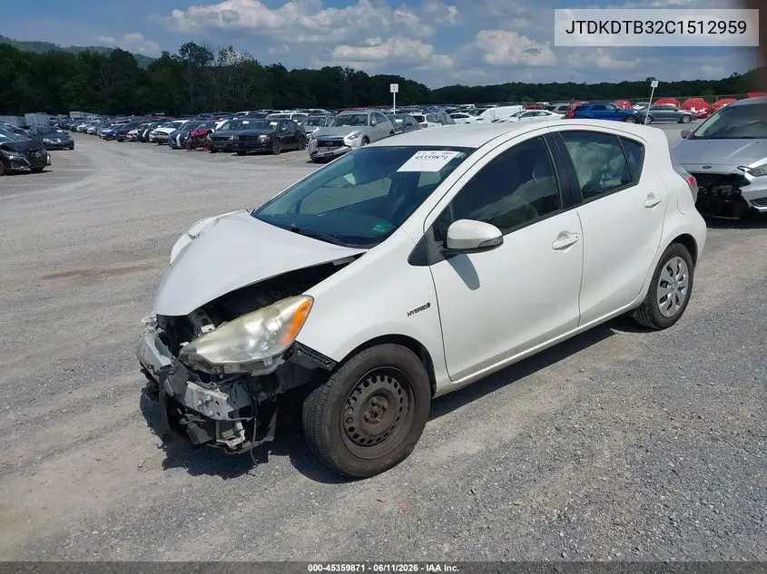 2012 Toyota Prius C One VIN: JTDKDTB32C1512959 Lot: 45359871