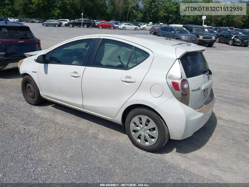 2012 Toyota Prius C One VIN: JTDKDTB32C1512959 Lot: 45359871