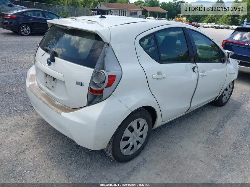 2012 Toyota Prius C One VIN: JTDKDTB32C1512959 Lot: 45359871