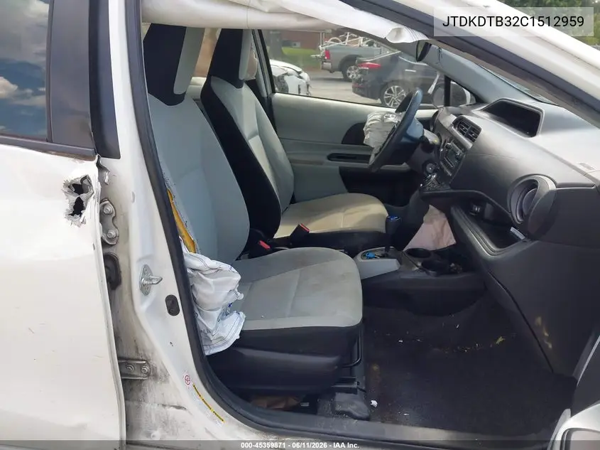 2012 Toyota Prius C One VIN: JTDKDTB32C1512959 Lot: 45359871