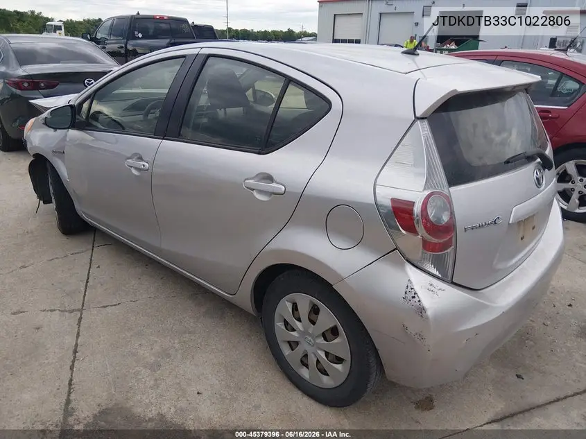 2012 Toyota Prius C Two VIN: JTDKDTB33C1022806 Lot: 45379396