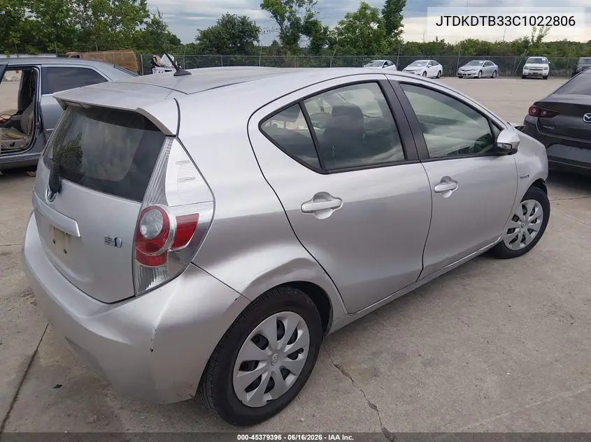 2012 Toyota Prius C Two VIN: JTDKDTB33C1022806 Lot: 45379396