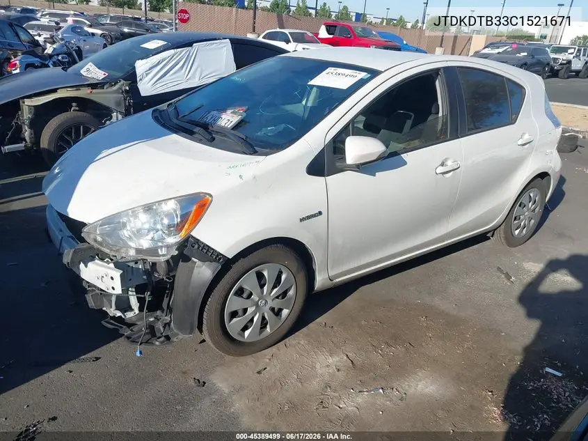2012 Toyota Prius C Two VIN: JTDKDTB33C1521671 Lot: 45389499