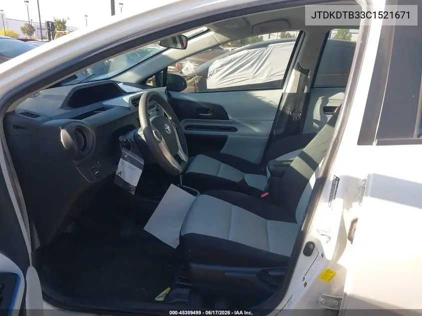 2012 Toyota Prius C Two VIN: JTDKDTB33C1521671 Lot: 45389499