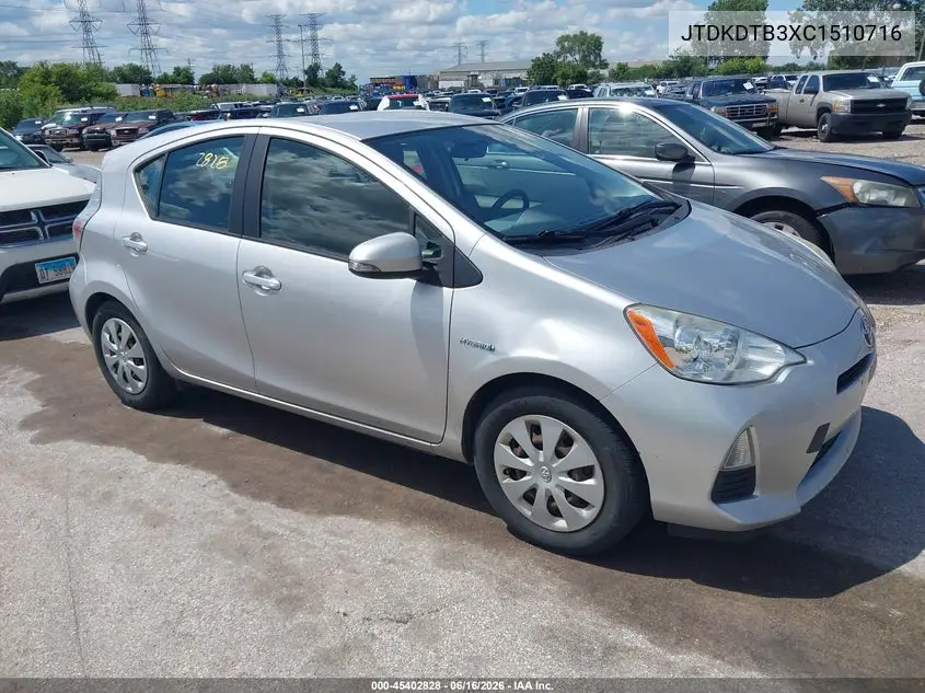 2012 Toyota Prius C Three VIN: JTDKDTB3XC1510716 Lot: 45402828