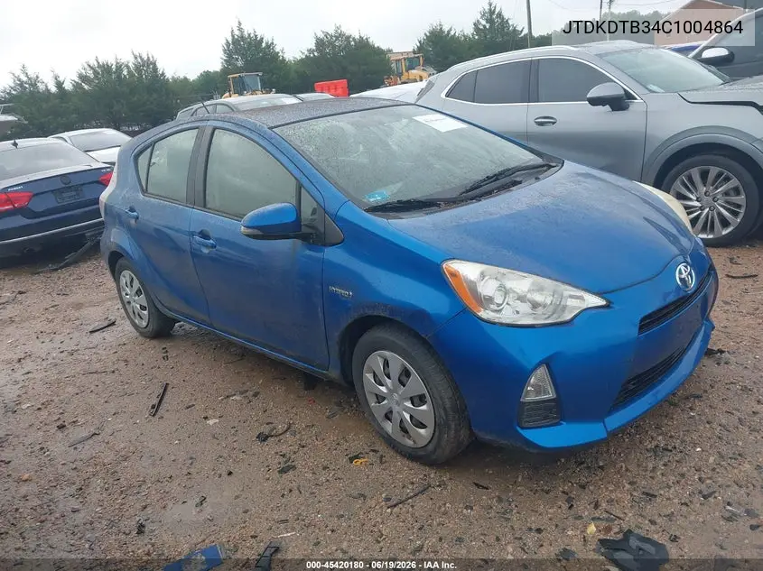 2012 Toyota Prius C Three VIN: JTDKDTB34C1004864 Lot: 45420180