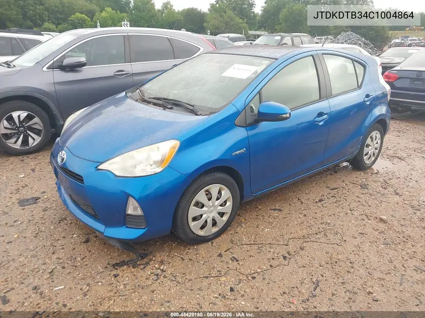 2012 Toyota Prius C Three VIN: JTDKDTB34C1004864 Lot: 45420180