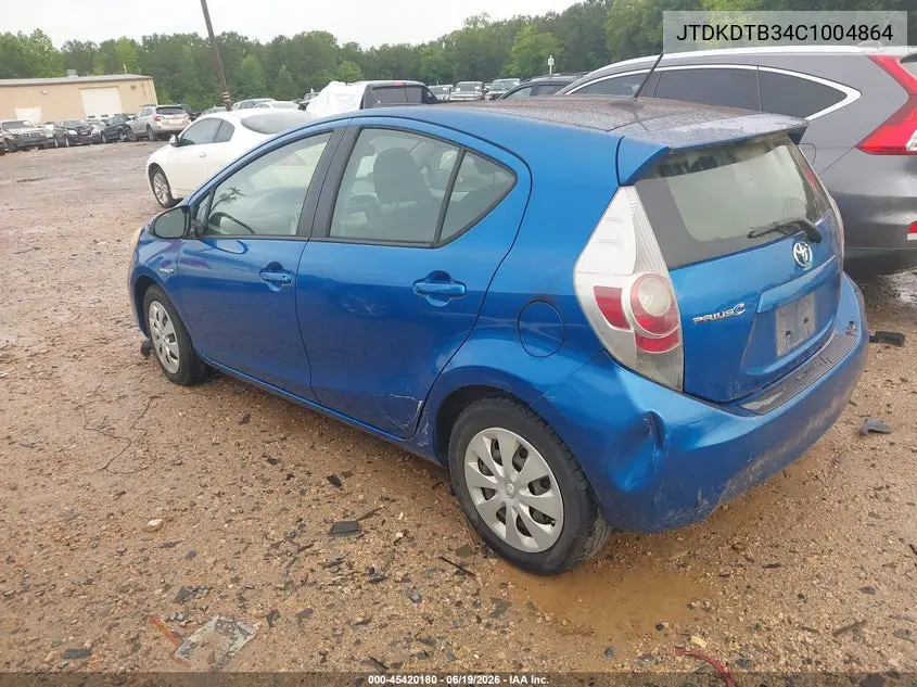 2012 Toyota Prius C Three VIN: JTDKDTB34C1004864 Lot: 45420180