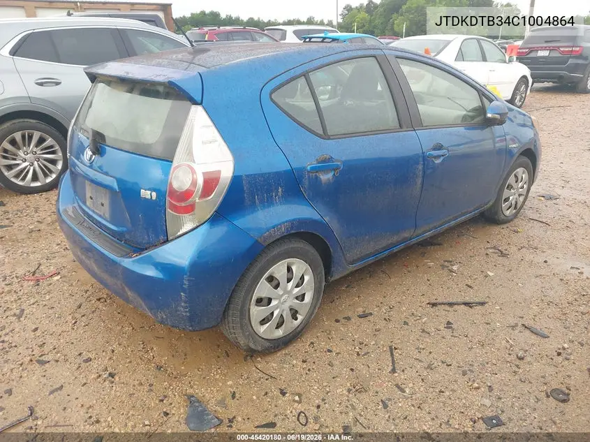2012 Toyota Prius C Three VIN: JTDKDTB34C1004864 Lot: 45420180