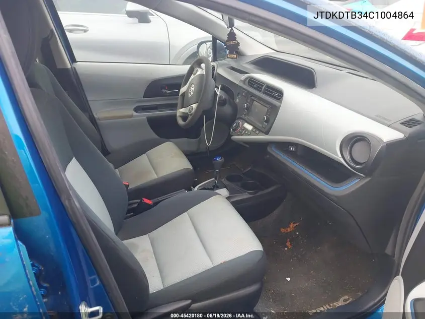 2012 Toyota Prius C Three VIN: JTDKDTB34C1004864 Lot: 45420180
