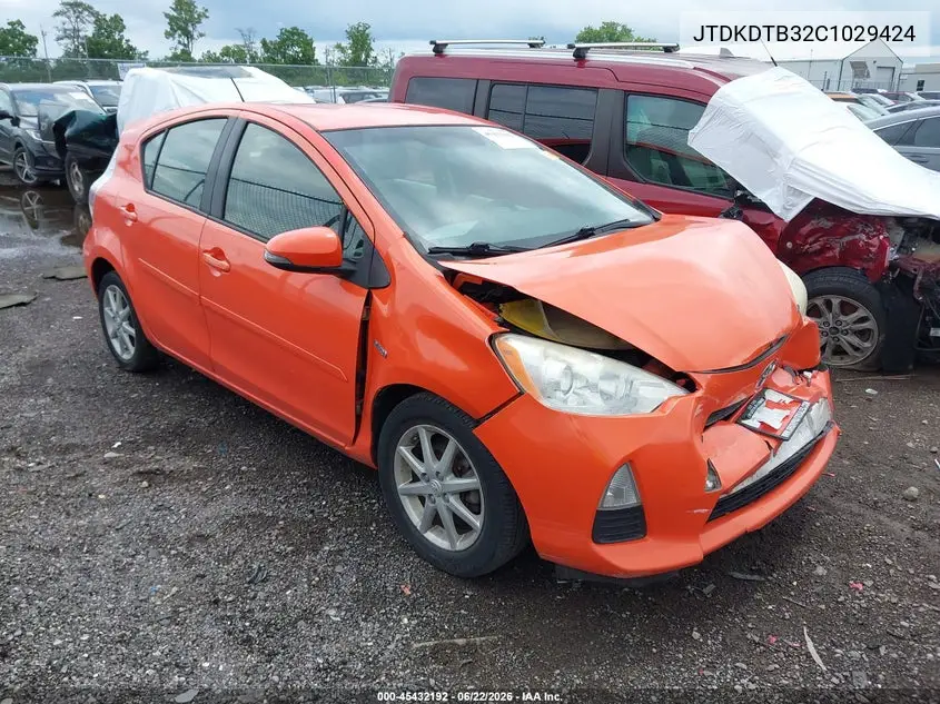 2012 Toyota Prius C Three VIN: JTDKDTB32C1029424 Lot: 45432192