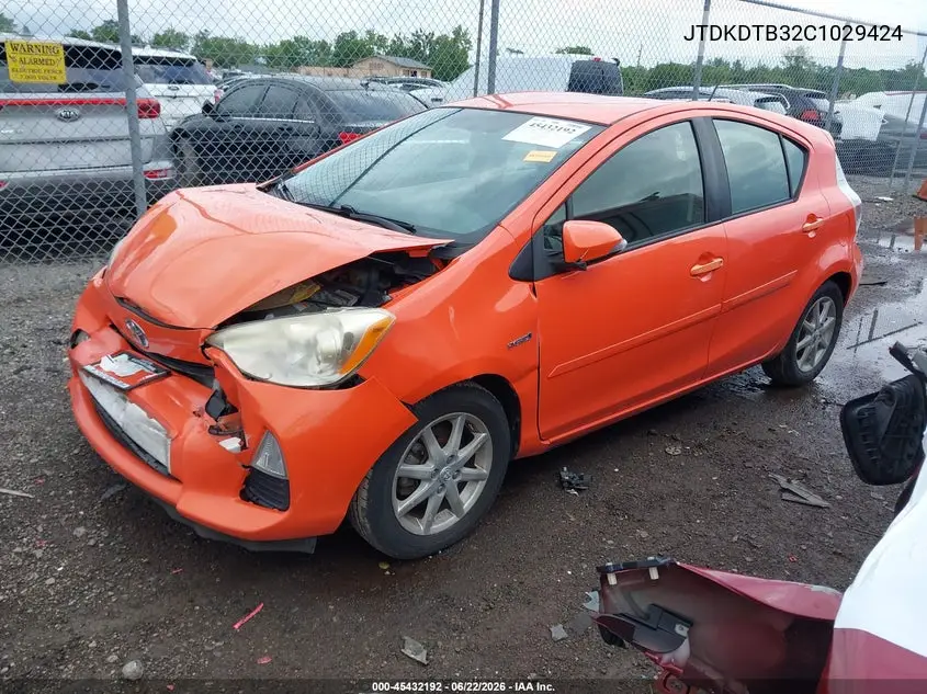 2012 Toyota Prius C Three VIN: JTDKDTB32C1029424 Lot: 45432192