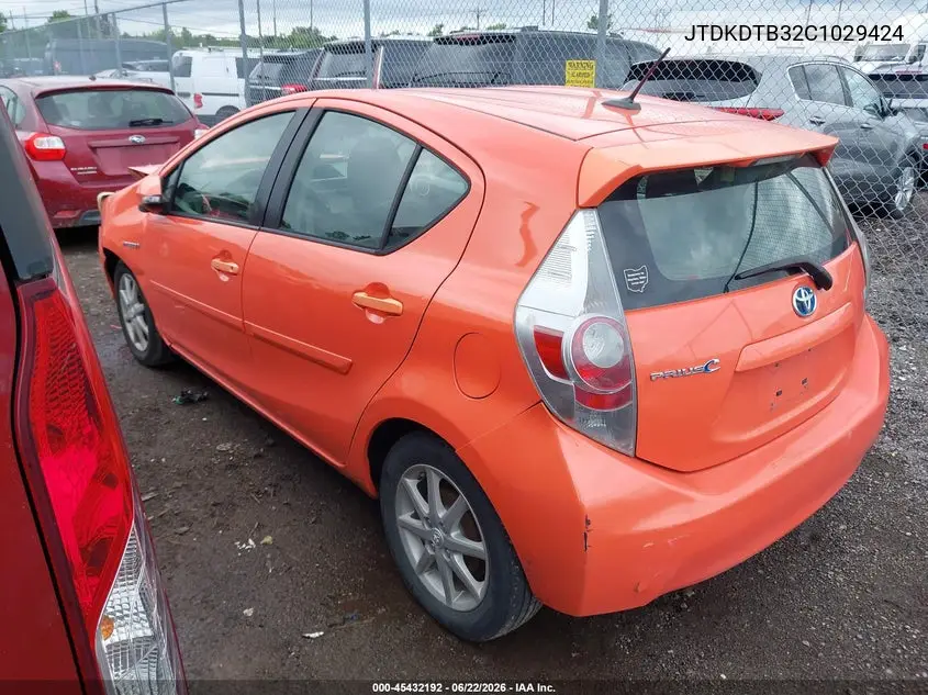 2012 Toyota Prius C Three VIN: JTDKDTB32C1029424 Lot: 45432192