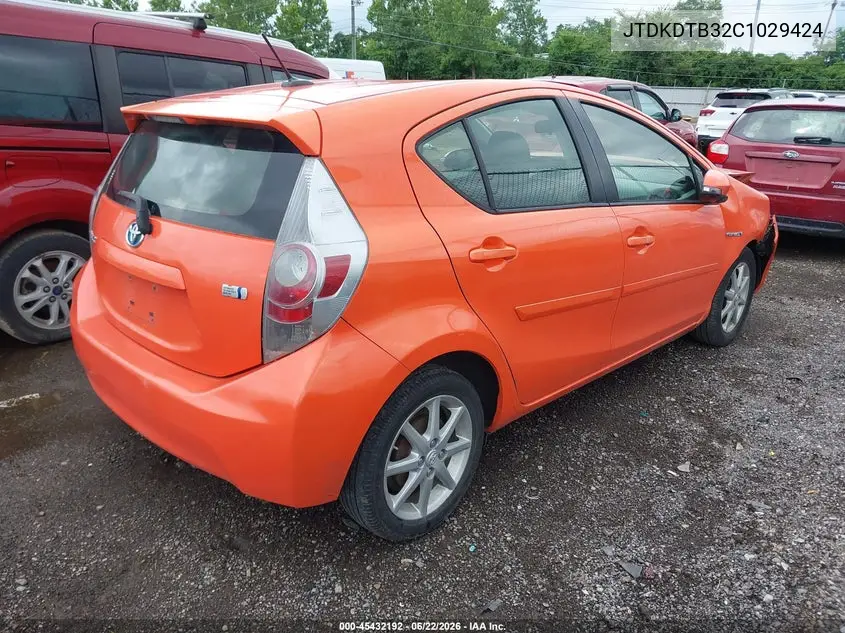 2012 Toyota Prius C Three VIN: JTDKDTB32C1029424 Lot: 45432192